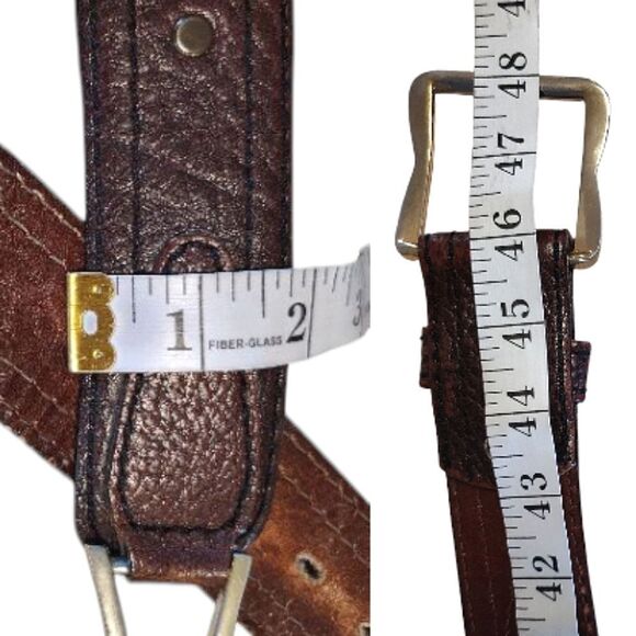 VTG Brown Hand Finished Tooled Steerhide Leather Western Belt Men's 42 - Picture 11 of 11